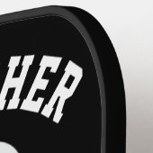 黒おもしろい怖顔ノベルティパーソナライズされた名 ピックルボールラケット (左詳細)