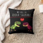 黒おもしろい恐竜カップル愛バレンタインデー クッション (ブランケット)