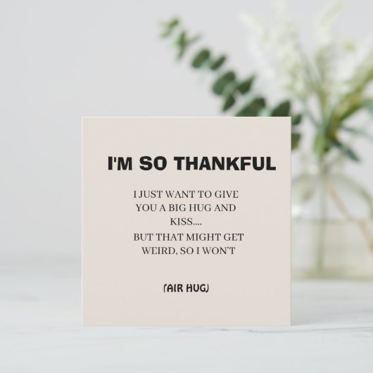 黒おもしろい書私は感謝の気持ちシンプル シーズンカード (スタンド正面)