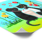 黒おもしろい猫お洒落バレンタイン作成 ポスター (角)