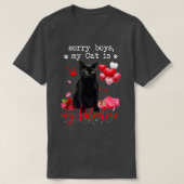 黒おもしろい猫かわいそうな子私の猫はバレンタインK Tシャツ (デザイン正面)