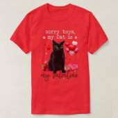 黒おもしろい猫かわいそうな子私の猫はバレンタインK Tシャツ (デザイン正面)