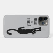黒おもしろい猫がぶら下がった乗る |つる中! Case-Mate iPhoneケース (裏面(横))