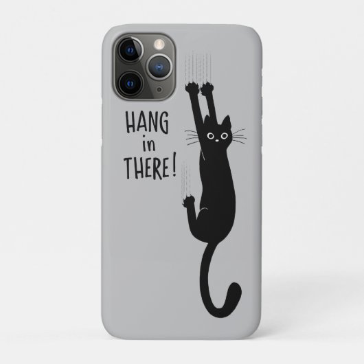 黒おもしろい猫がぶら下がった乗る |つる中! Case-Mate iPhoneケース (裏)