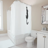 黒おもしろい猫がぶら下がった乗る |熱狂する子猫 シャワーカーテン (インサイチュ)