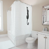 黒おもしろい猫がぶら下がった乗る |熱狂する子猫 シャワーカーテン (インサイチュ)