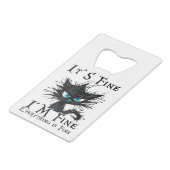 黒おもしろい猫だ素晴らしわけ素晴らしF クレジットカード栓抜き (正面アングル)