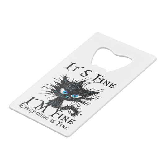 黒おもしろい猫だ素晴らしわけ素晴らしF クレジットカード栓抜き (正面アングル)