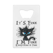 黒おもしろい猫だ素晴らしわけ素晴らしF クレジットカード栓抜き (裏面)