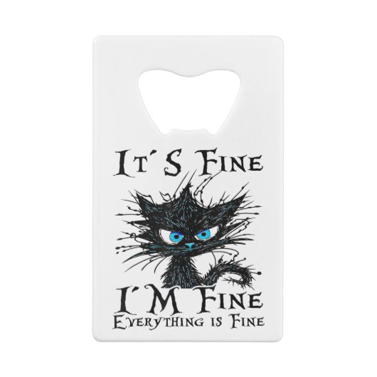 黒おもしろい猫だ素晴らしわけ素晴らしF クレジットカード栓抜き (裏面)