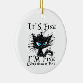 黒おもしろい猫だ素晴らしわけ素晴らしF セラミックオーナメント (右)