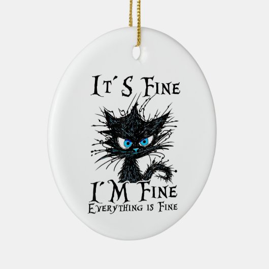黒おもしろい猫だ素晴らしわけ素晴らしF セラミックオーナメント (右)