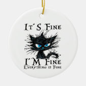 黒おもしろい猫だ素晴らしわけ素晴らしF セラミックオーナメント (正面)