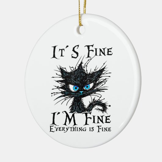 黒おもしろい猫だ素晴らしわけ素晴らしF セラミックオーナメント (左)