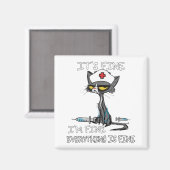 黒おもしろい猫だ素晴らしわけ素晴らしF マグネット (正面/裏面)