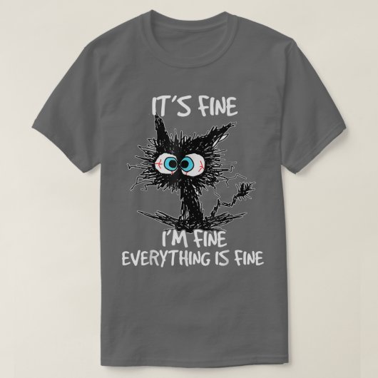 黒おもしろい猫だ素晴らしわけ素晴らしF Tシャツ (デザイン正面)