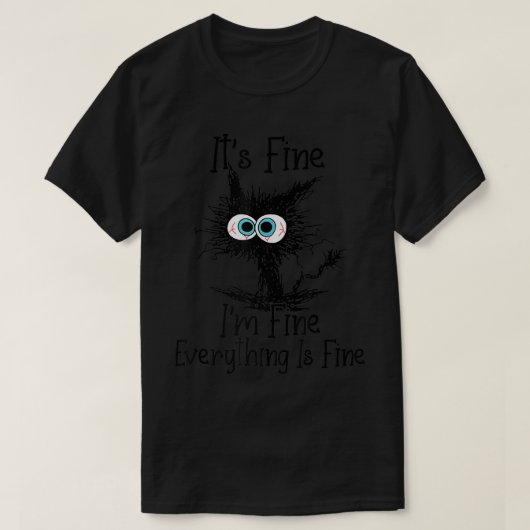 黒おもしろい猫だ素晴らしわけ素晴らしF Tシャツ (デザイン正面)