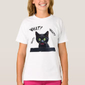 黒おもしろい猫って何? Tシャツ (正面)