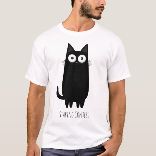 黒おもしろい猫のジロジカルコンテスト | 可愛い猫ユーモア Tシャツ (正面)