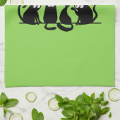 黒おもしろい猫の仲間 キッチンタオル (折り畳み)