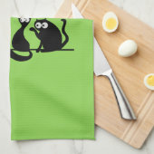 黒おもしろい猫の仲間 キッチンタオル (四つ折り)