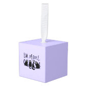 黒おもしろい猫の仲間 キューブオーナメント (正面アングル)