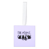 黒おもしろい猫の仲間 キューブオーナメント (正面)