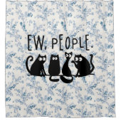 黒おもしろい猫の仲間 シャワーカーテン (正面)