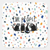 黒おもしろい猫の仲間 スクエアシール (正面)