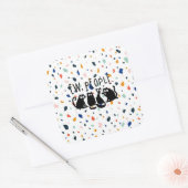 黒おもしろい猫の仲間 スクエアシール (封筒)