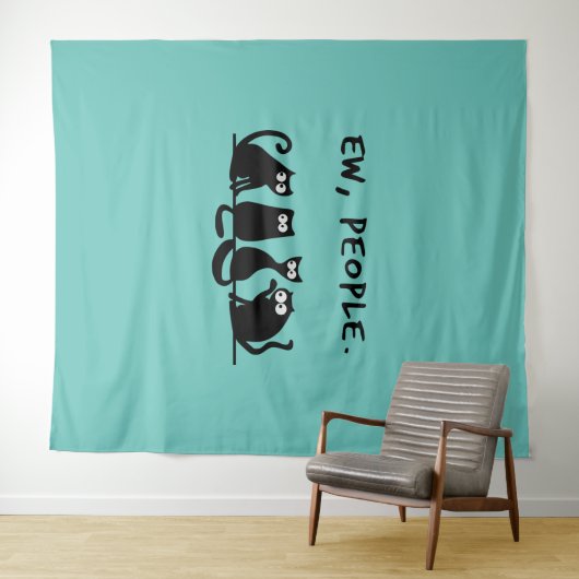 黒おもしろい猫の仲間 タペストリー (インサイチュ(横))