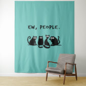 黒おもしろい猫の仲間 タペストリー (インサイチュ)