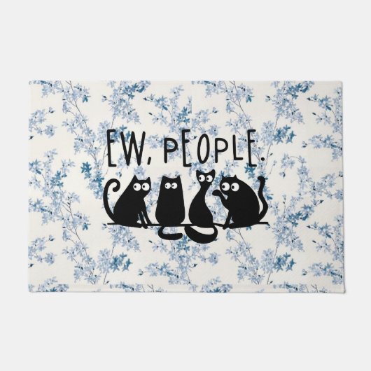 黒おもしろい猫の仲間 ドアマット (正面)