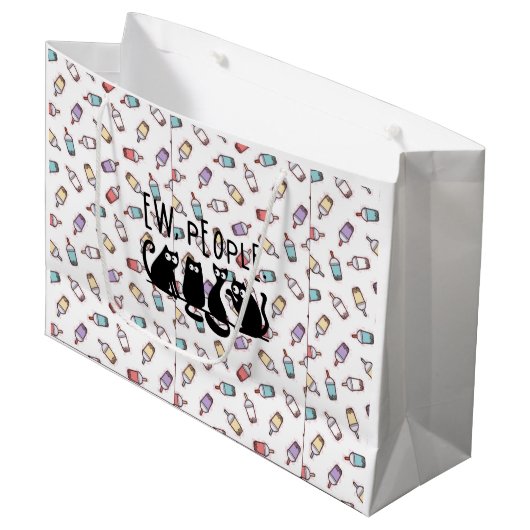 黒おもしろい猫の仲間 ラージペーパーバッグ (正面アングル)