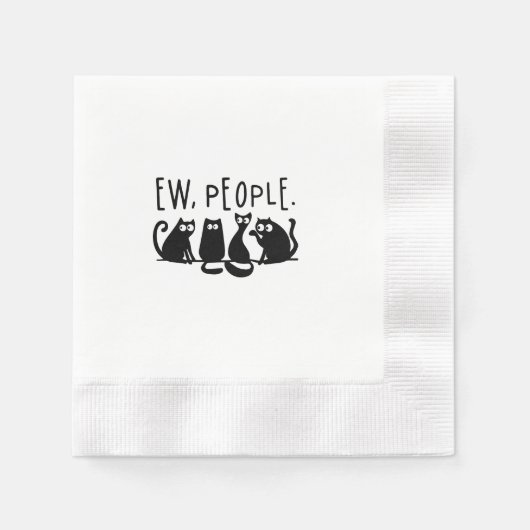 黒おもしろい猫の仲間 縁ありカクテルナプキン (正面)