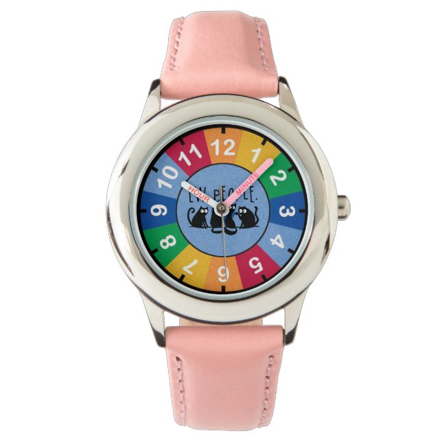 黒おもしろい猫の仲間 腕時計 (正面)