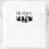 黒おもしろい猫の仲間 長方形シール (バッグ)