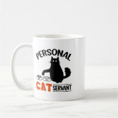 黒おもしろい猫の飼い主 コーヒーマグカップ (左)