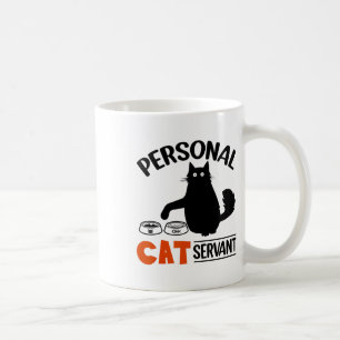 黒おもしろい猫の飼い主 コーヒーマグカップ