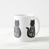 黒おもしろい猫はストレスMeowt コーヒーマグカップ (正面右)
