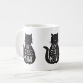 黒おもしろい猫はストレスMeowt コーヒーマグカップ (正面左)