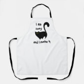 黒おもしろい猫はセクシーでニャー エプロン (正面)