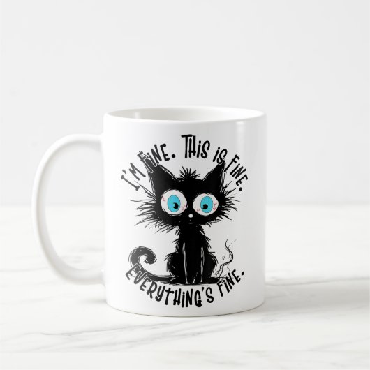 黒おもしろい猫アート素晴らしだ素晴らし コーヒーマグカップ (左)