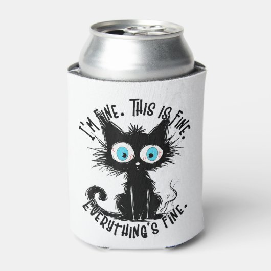 黒おもしろい猫アート素晴らしだ素晴らし 缶クーラー (缶正面)