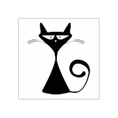 黒おもしろい猫イエローアイシルエット ラバースタンプ (インプリント)