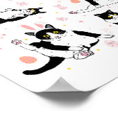 黒おもしろい猫イースターエッグハッピーイースターバニーテューズ ポスター (角)