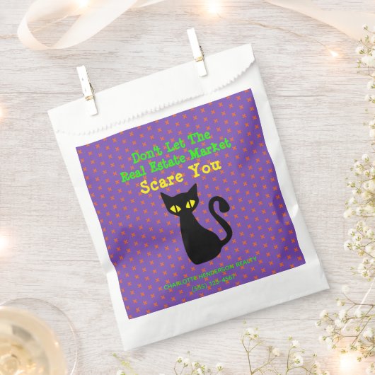 黒おもしろい猫エステ実在ートHalloween Treat フェイバーバッグ (クリップ留めされた状態)