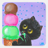 黒おもしろい猫クリエイションアーツスクエア スクエアシール (正面)