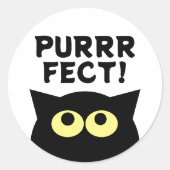 黒おもしろい猫ステッカーカスタム引用文 ラウンドシール (正面)