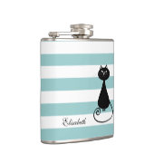 黒おもしろい猫ストライプ赤エレガントちゃん青モノグラム フラスク (右)